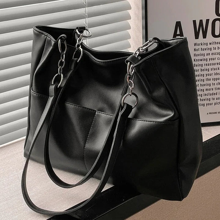 Solen – Large Vegan Cowhide Tote Bag, Chain Shoulder Bag