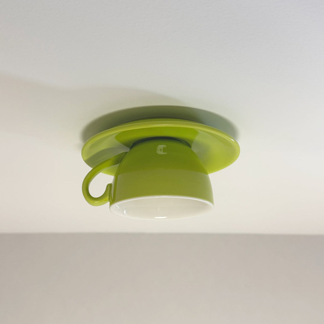 Aria Modern Coffee Cups Ceramic Flush Ceiling Lighting
