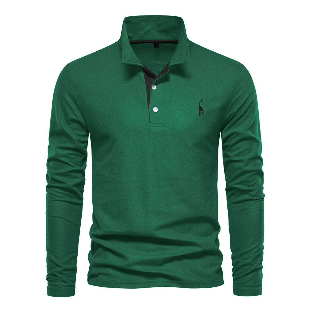 Men's Polo Shirt Button Neck Casual