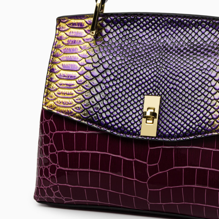 Romane – Snake & Croc Embossed Top Handle Satchel Bag