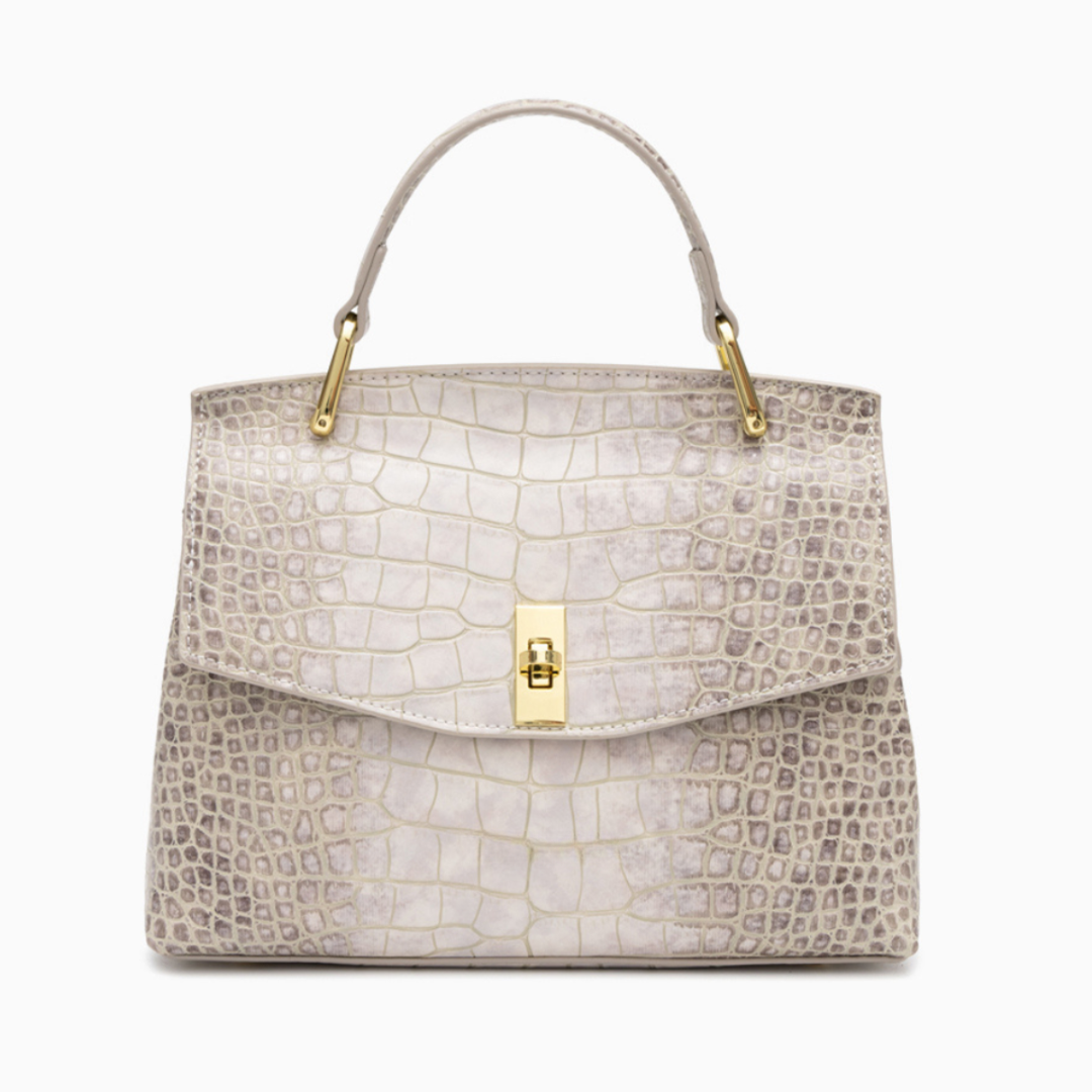 Romane – Snake & Croc Embossed Top Handle Satchel Bag