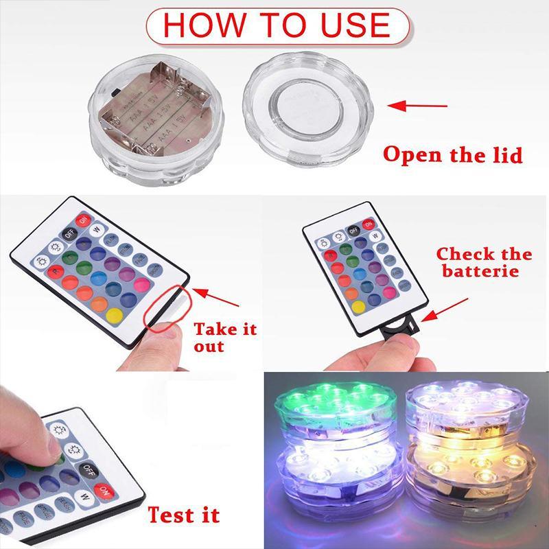 Remote Control Submersible LED Pool Light with Suction Cups - 12 Color Modes