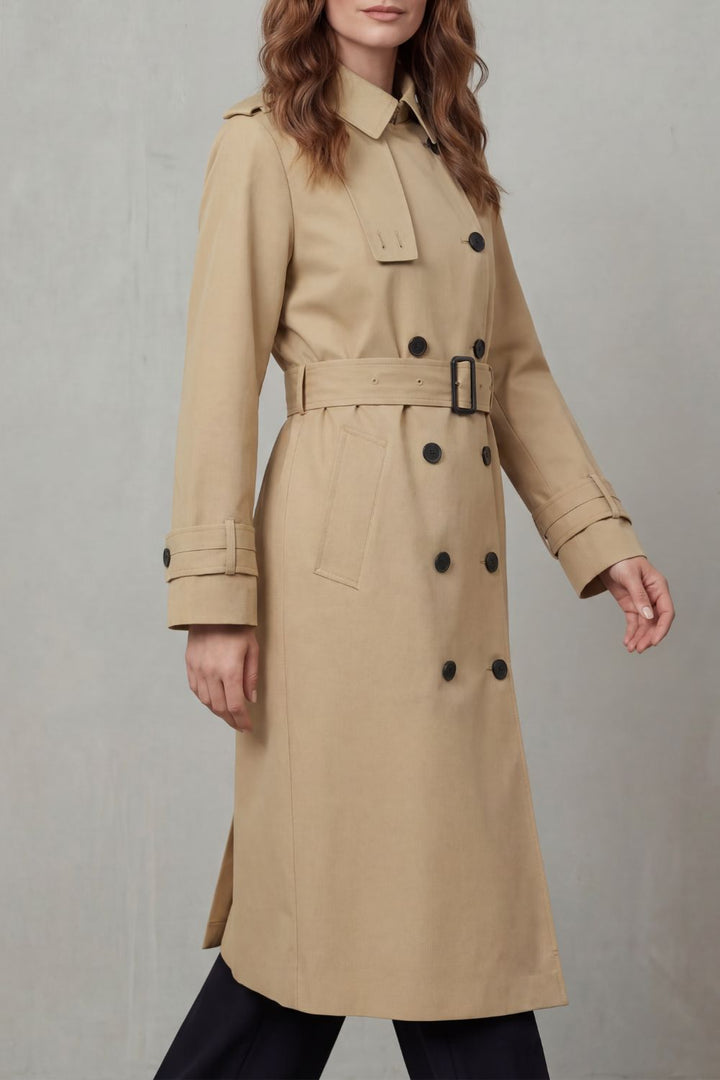 Women's Classic Double-Breasted Trench Coat in Neutral Tones