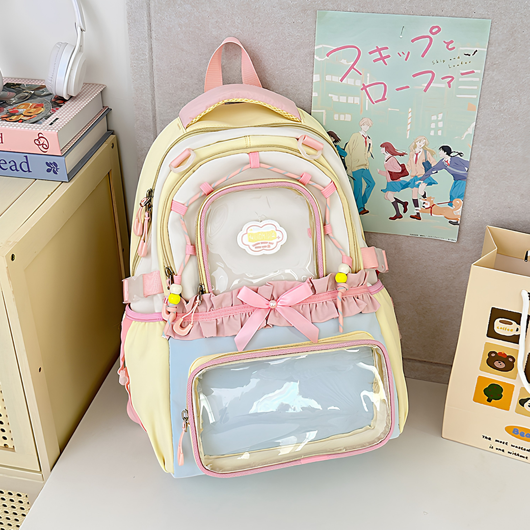 Clear View Casual Backpack - Women's Semi-Transparent PVC Shoulder Bag