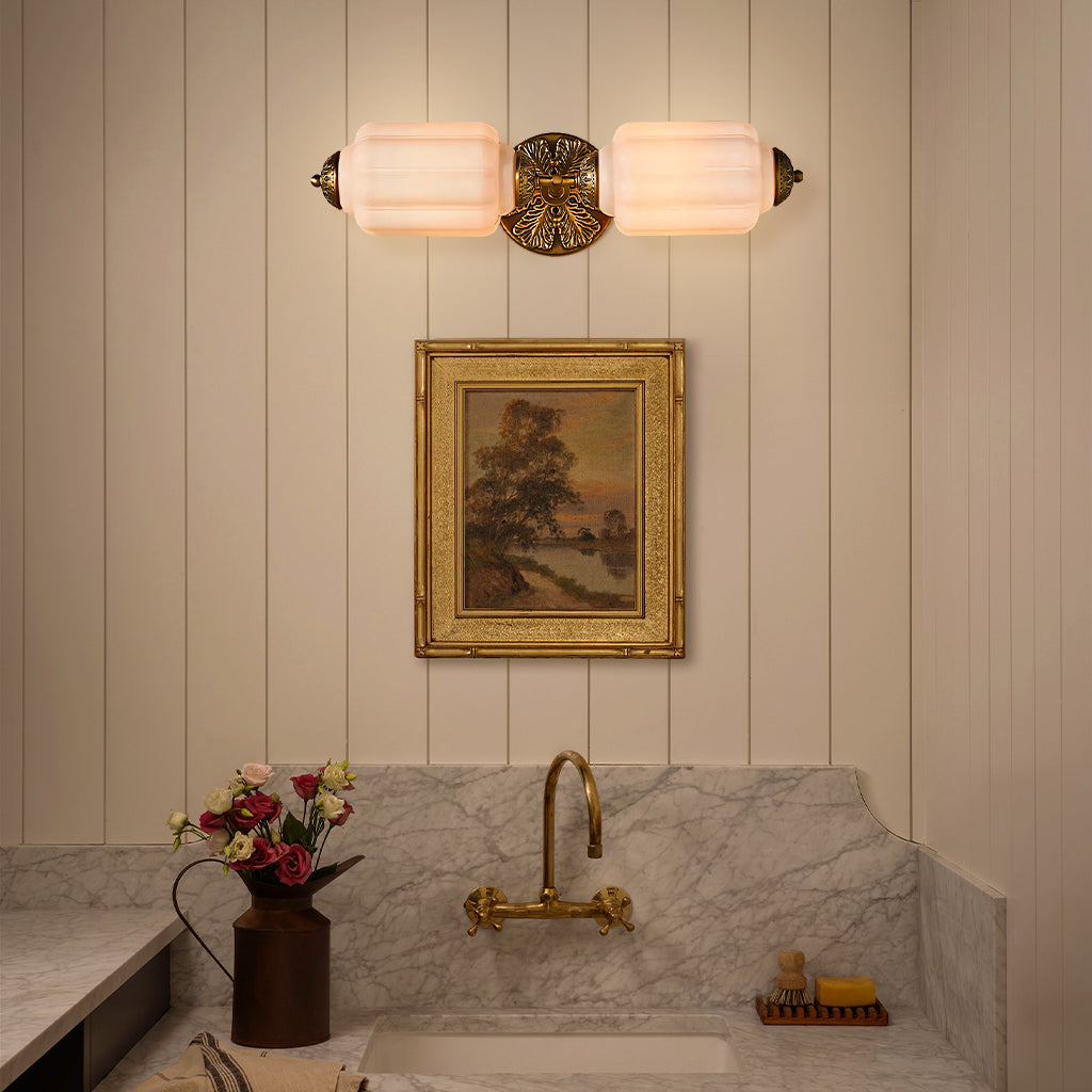 Vintage Art Deco Milk Glass Vanity Light