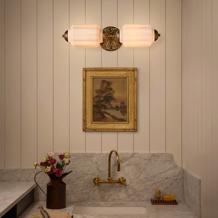Vintage Art Deco Milk Glass Vanity Light