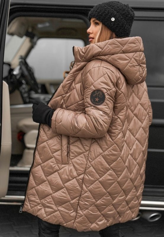 Diamond Quilted Hooded Jacket for Women