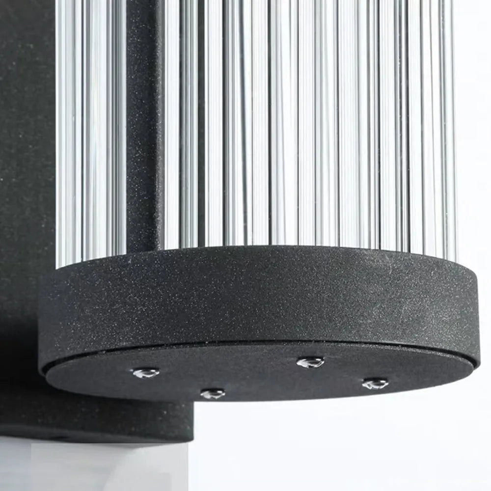 Yoru Modern Semi-Cylindrical Metal/Glass Outdoor Wall Lamp, Black