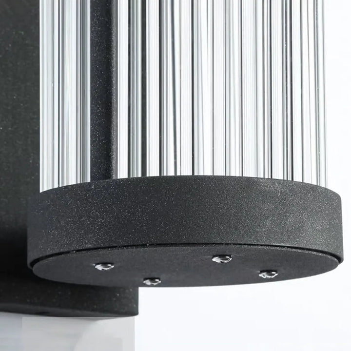 Yoru Modern Semi-Cylindrical Metal/Glass Outdoor Wall Lamp, Black