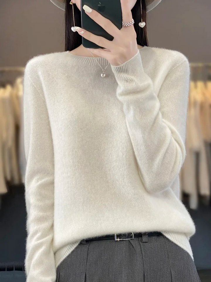 Everyday Elegance Round Neck Knit Sweater for Women