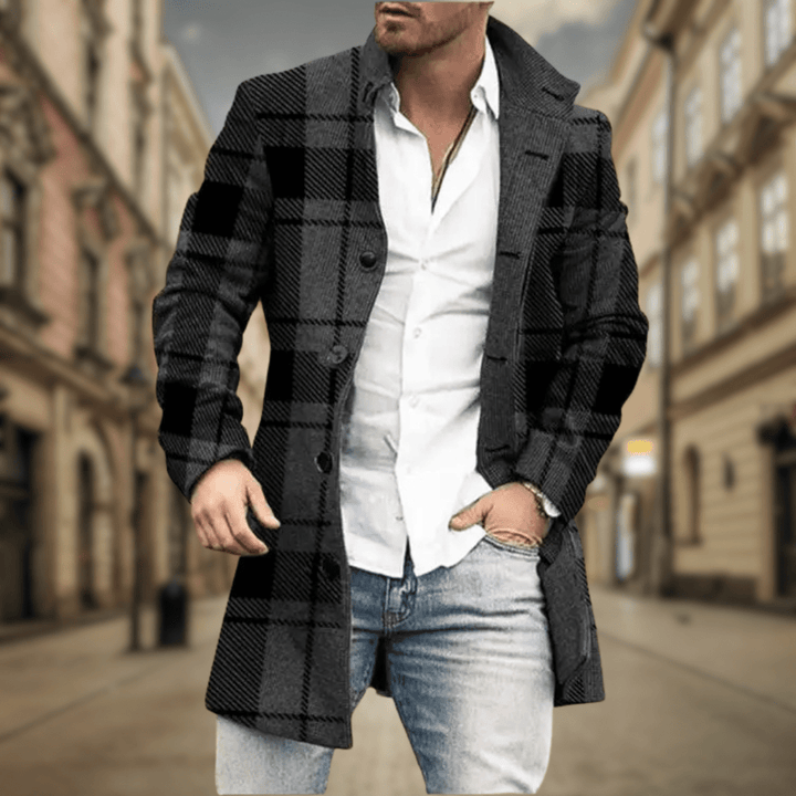 Classic Longline Button-Front Winter Coat for Men