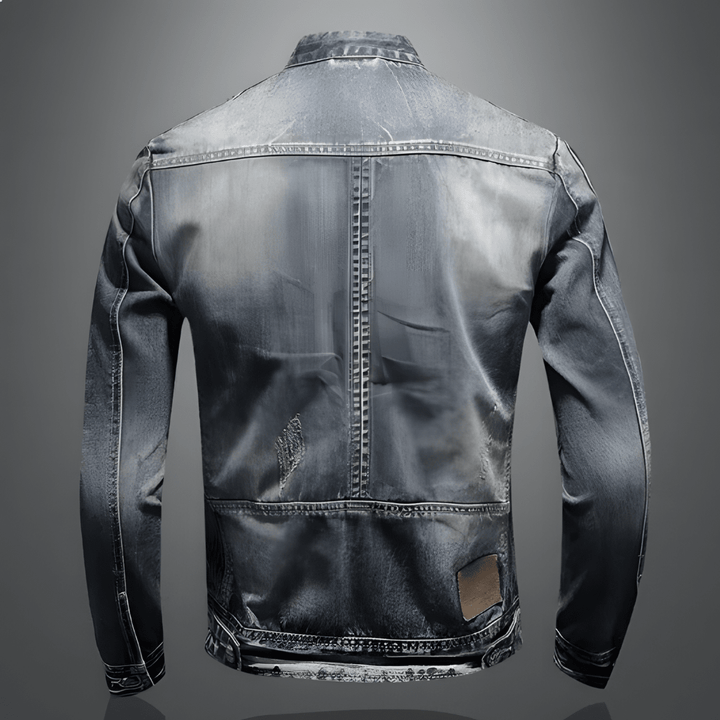 Calico | Men's Retro Denim Jacket - Vintage Washed Trucker Jean Jacket with Flap Pockets