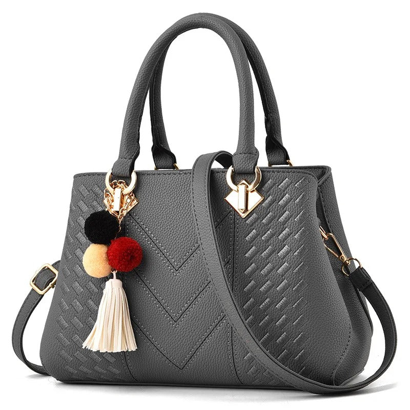 Talia – Quilted Top Handle Bag, Vegan Cowhide Shoulder Bag
