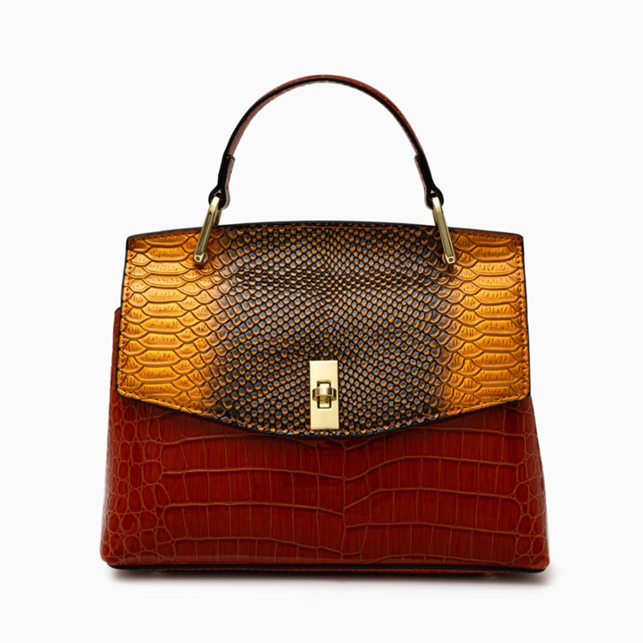 Romane – Snake & Croc Embossed Top Handle Satchel Bag