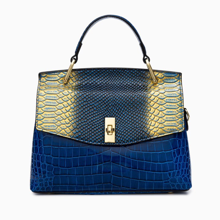 Romane – Snake & Croc Embossed Top Handle Satchel Bag