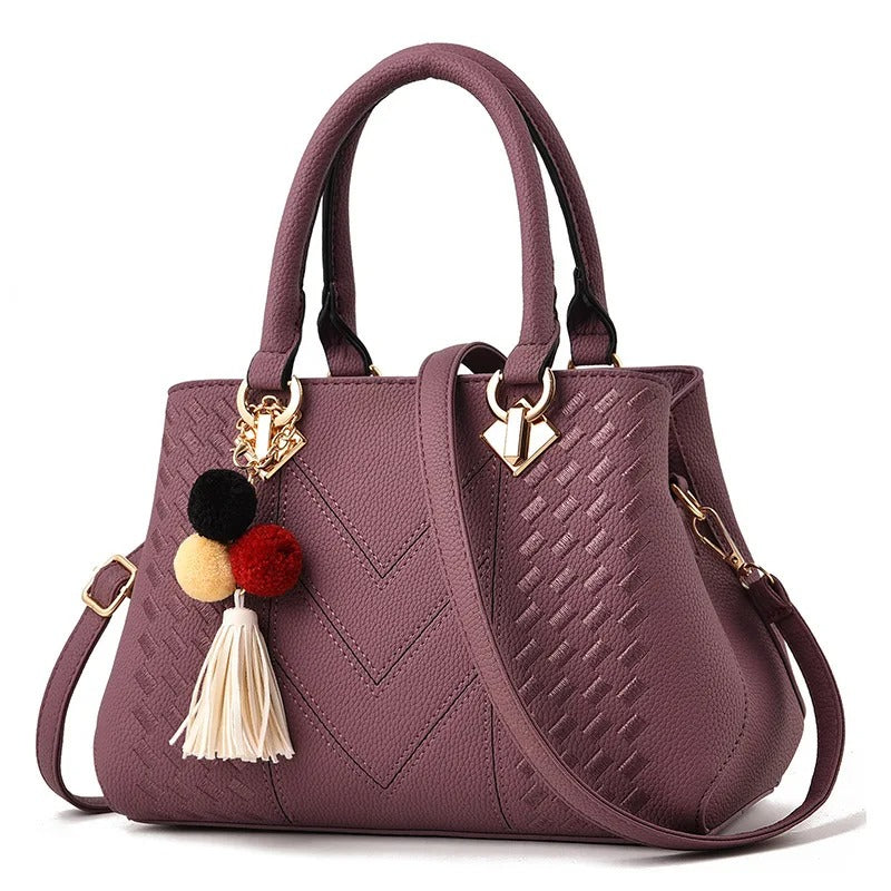 Talia – Quilted Top Handle Bag, Vegan Cowhide Shoulder Bag