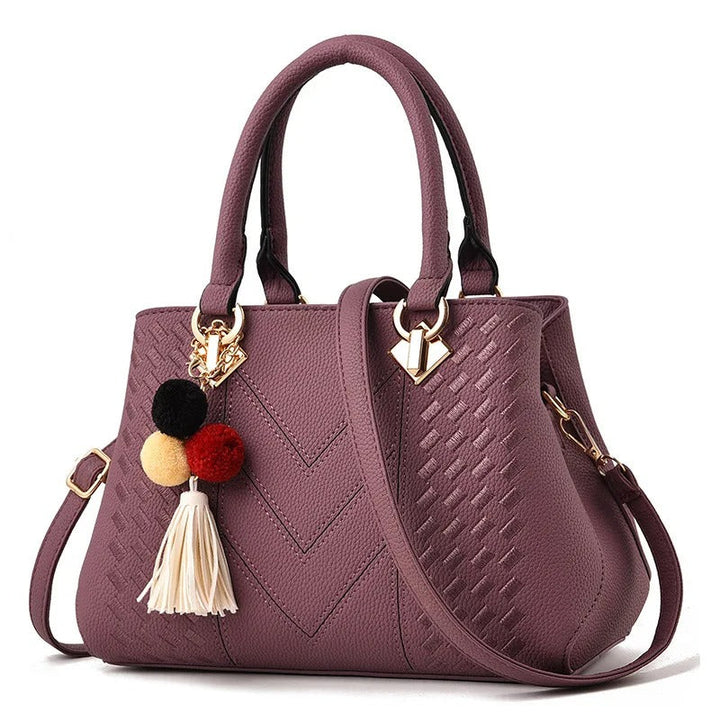 Talia – Quilted Top Handle Bag, Vegan Cowhide Shoulder Bag