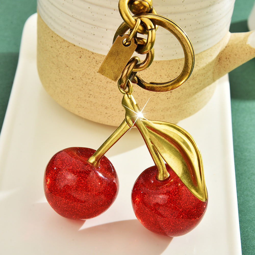 Luxe Cherry – Crystal Cherry Bag Charm Keychain