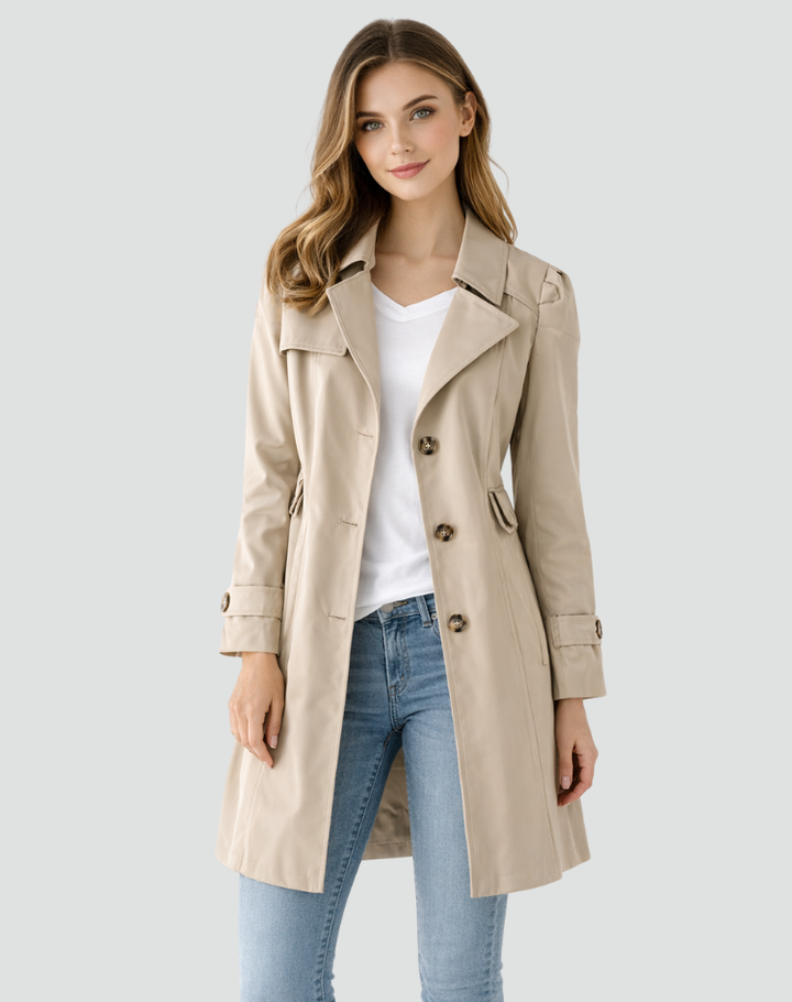 Trench Coat Women Slim Fit Lightweight Classic Lapel Collar