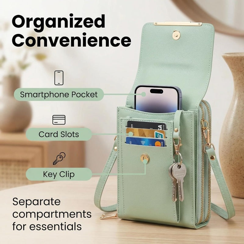 Premium RFID-Blocking Crossbody Phone Wallet with Waterproof Pocket for Phones Up to 6.7"