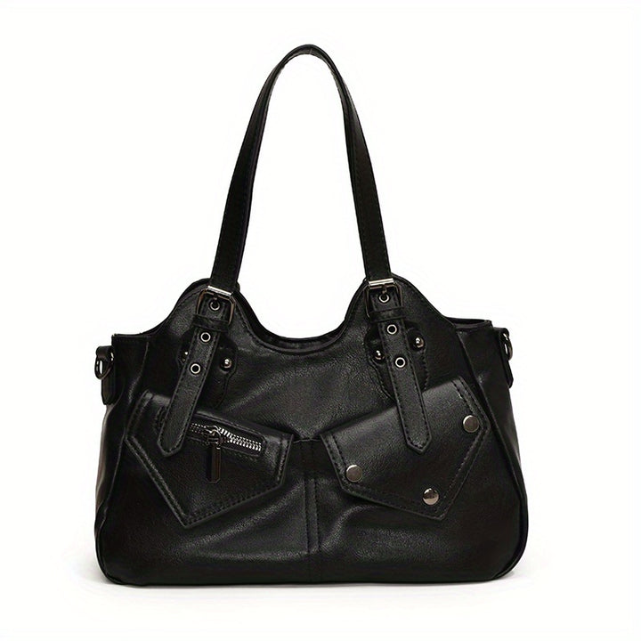 Kova – Vegan Cowhide Hobo Bag, Moto-Style Shoulder Bag