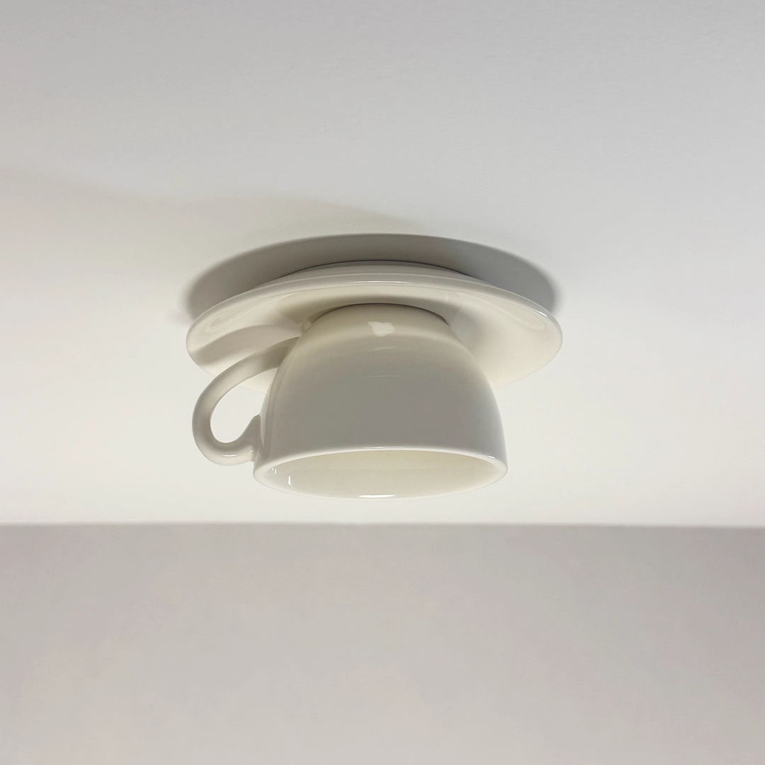 Aria Modern Coffee Cups Ceramic Flush Ceiling Lighting