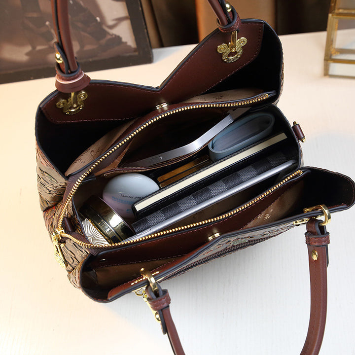 Rosalind – Floral Embossed Top Handle Shoulder Bag