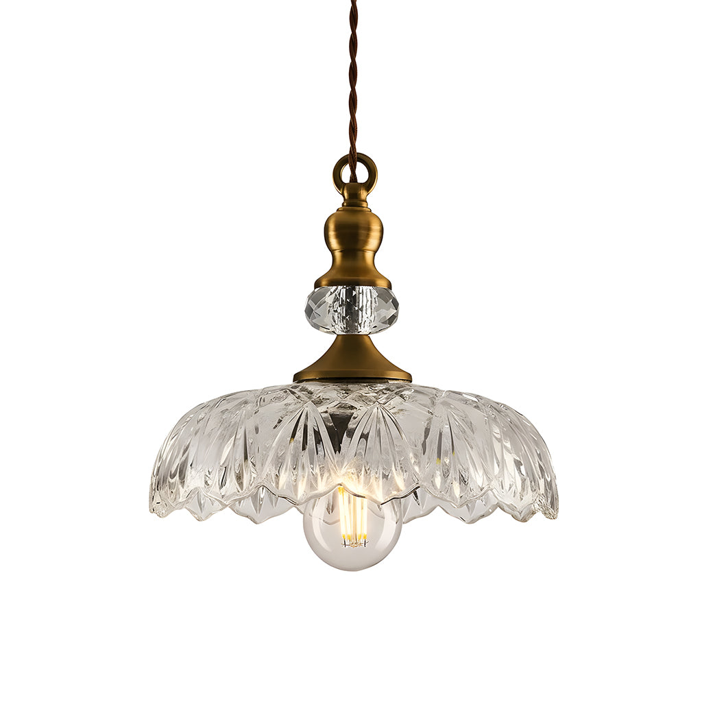 Sylvie Vintage Glass Brass Flower Pendant Light
