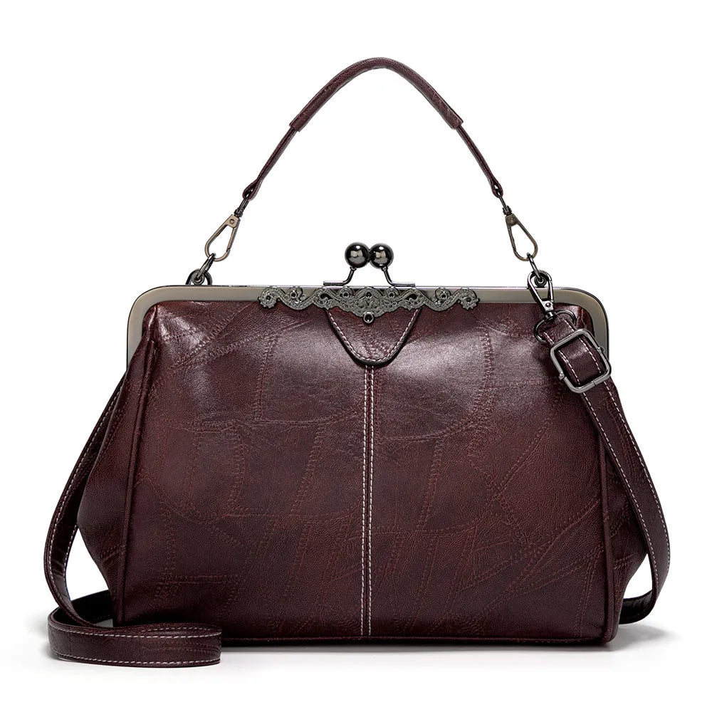 Vivienne – Vintage Kiss Lock Vegan Leather Shoulder Bag