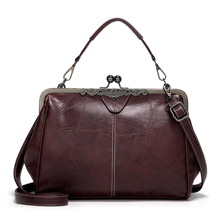 Vivienne – Vintage Kiss Lock Vegan Leather Shoulder Bag