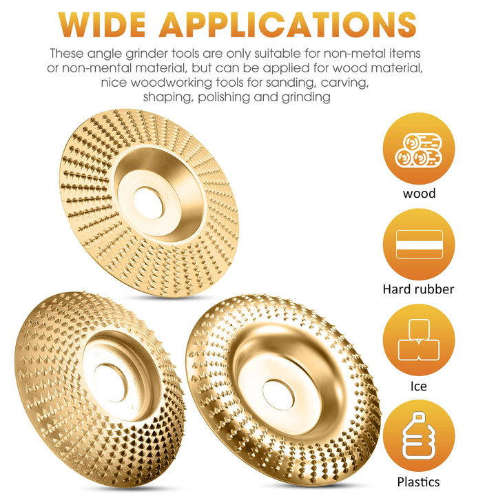 CarveMaster Tungsten Carbide Wood Shaping Disc Set for Angle Grinder