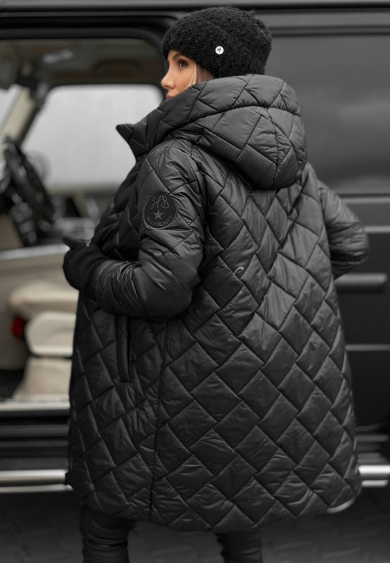 Diamond Quilted Hooded Jacket for Women