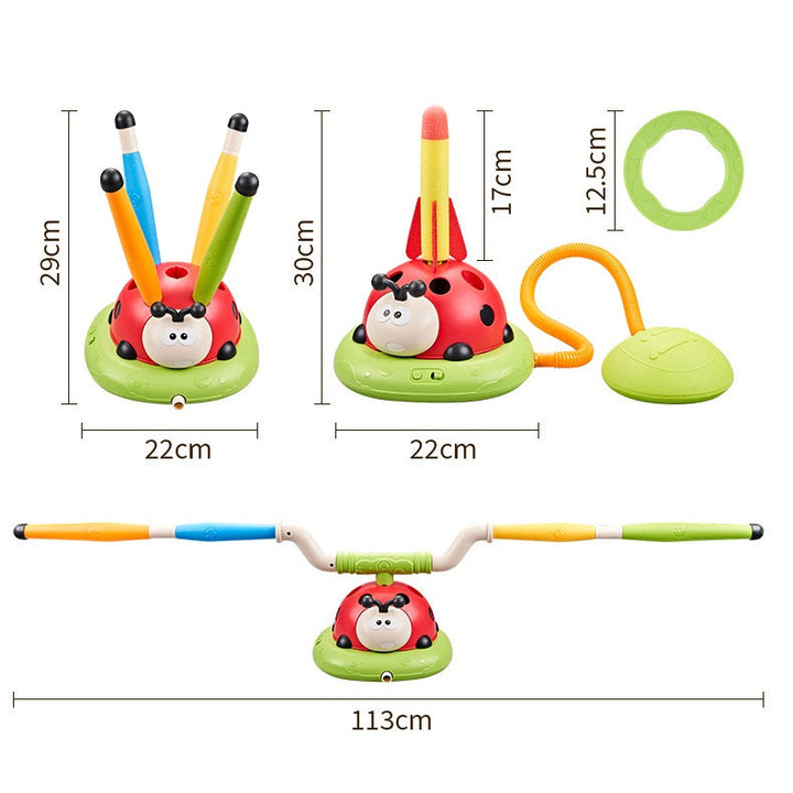 Convertible Ladybug Active Play Station with Skipping Rope, Ring Toss and Stomp Rocket