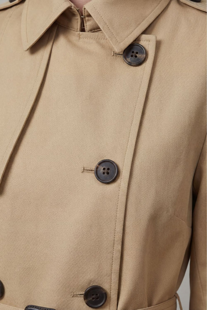 Women's Classic Double-Breasted Trench Coat in Neutral Tones