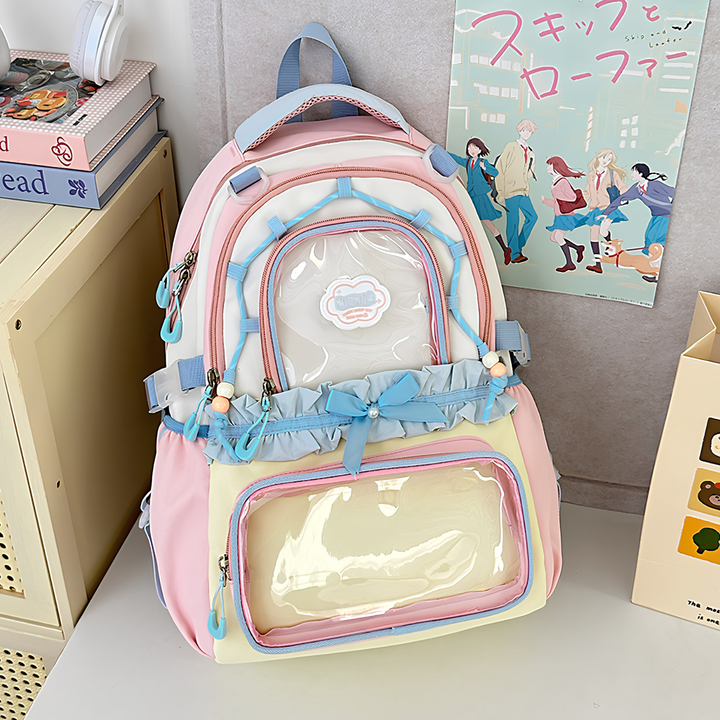 Clear View Casual Backpack - Women's Semi-Transparent PVC Shoulder Bag