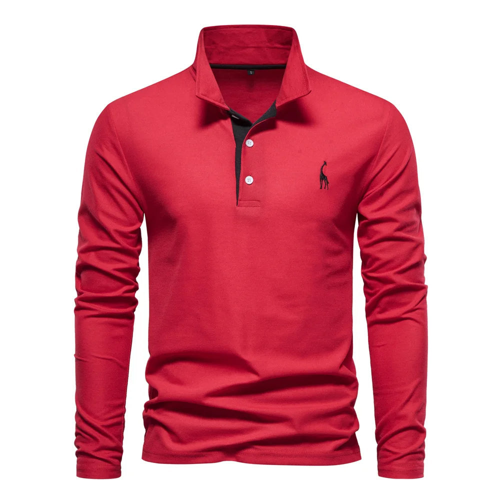 Men's Polo Shirt Button Neck Casual