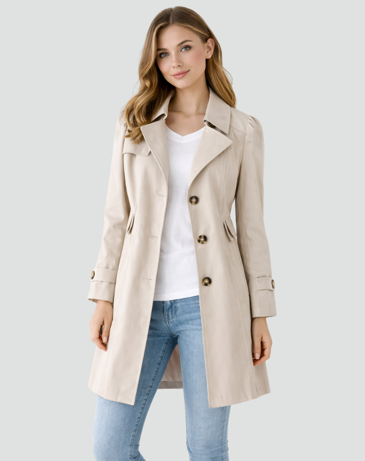 Trench Coat Women Slim Fit Lightweight Classic Lapel Collar