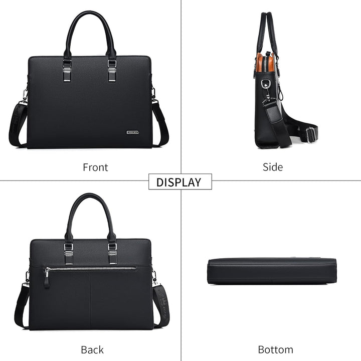 Professional Leather Laptop Briefcase with Multiple Compartments