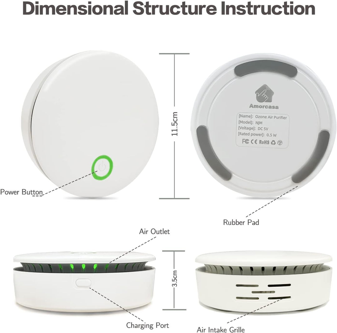 FreshAir Ozone Odor Eliminator – Portable Air Purifier for Smoke, Pet Odors & Household Smells