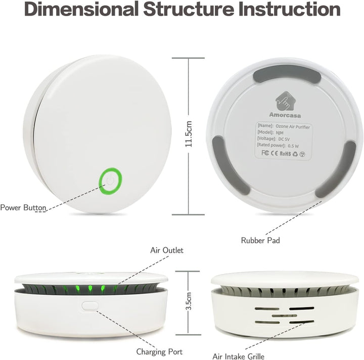 FreshAir Ozone Odor Eliminator – Portable Air Purifier for Smoke, Pet Odors & Household Smells