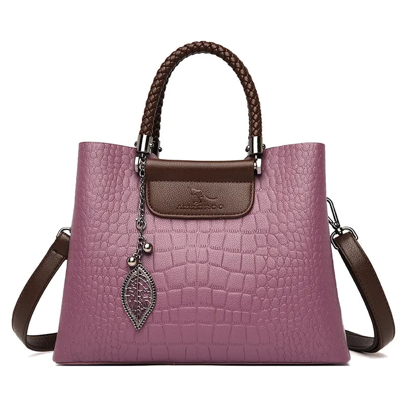 Lena – Croc Embossed Top Handle Bag, Shoulder Bag