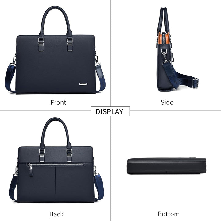 Professional Leather Laptop Briefcase with Multiple Compartments