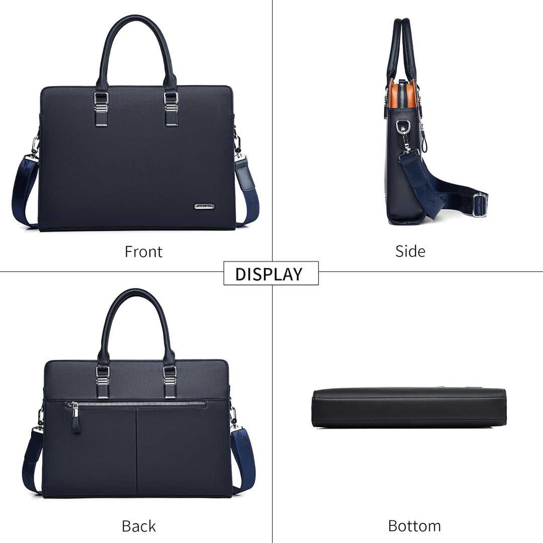 Professional Leather Laptop Briefcase with Multiple Compartments
