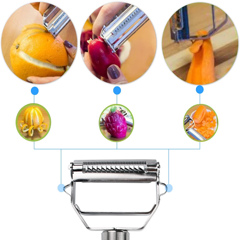 Dual-Blade Stainless Steel Vegetable Peeler and Julienne Cutter