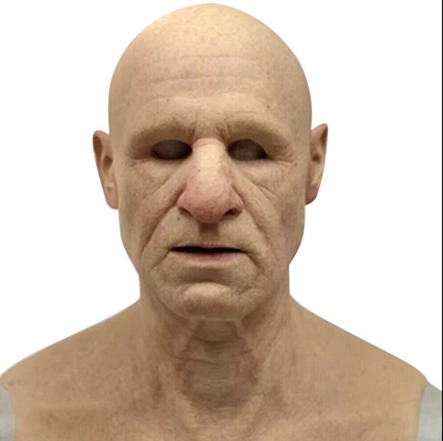 Articulated Senior Character Latex Mask with Moving Jaw