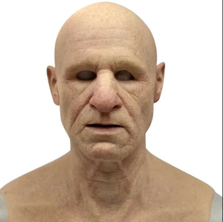 Articulated Senior Character Latex Mask with Moving Jaw