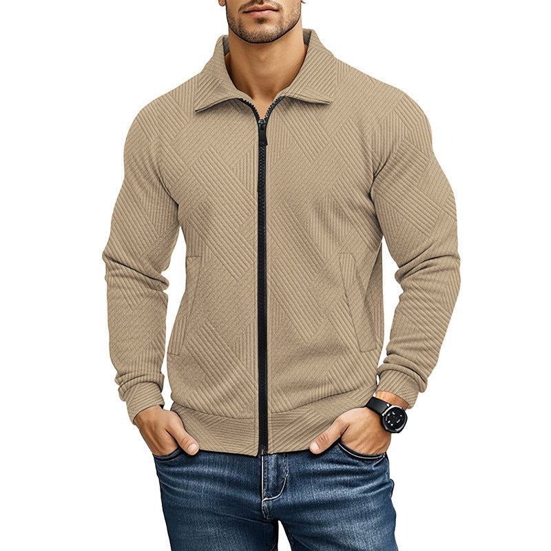 Comfortable Vest with Ribbed Texture Pattern and Zipper for Men