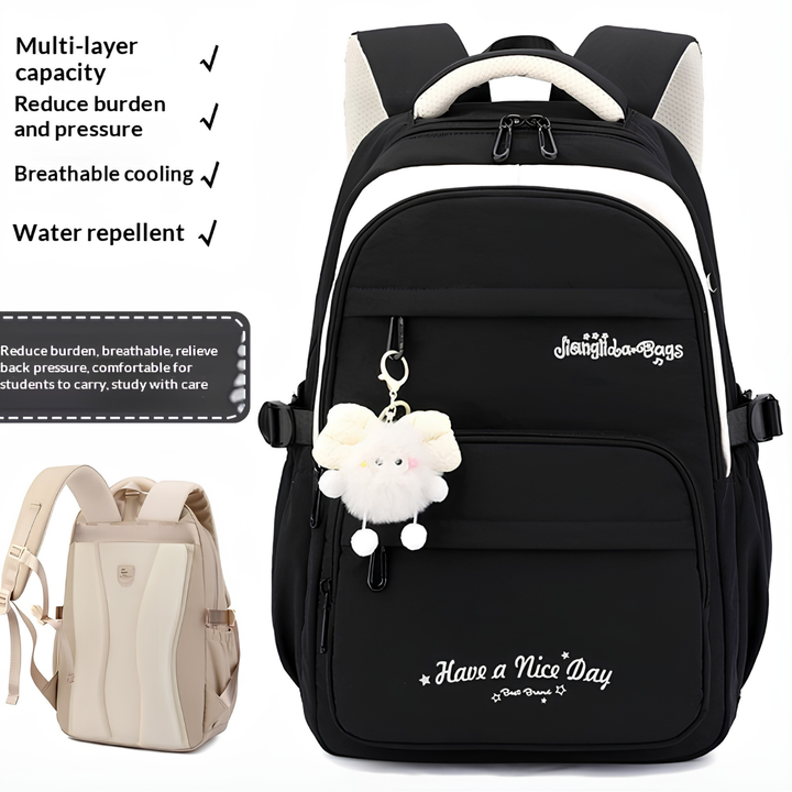 Campus Companion Three-Piece Backpack Set with Cartoon Print