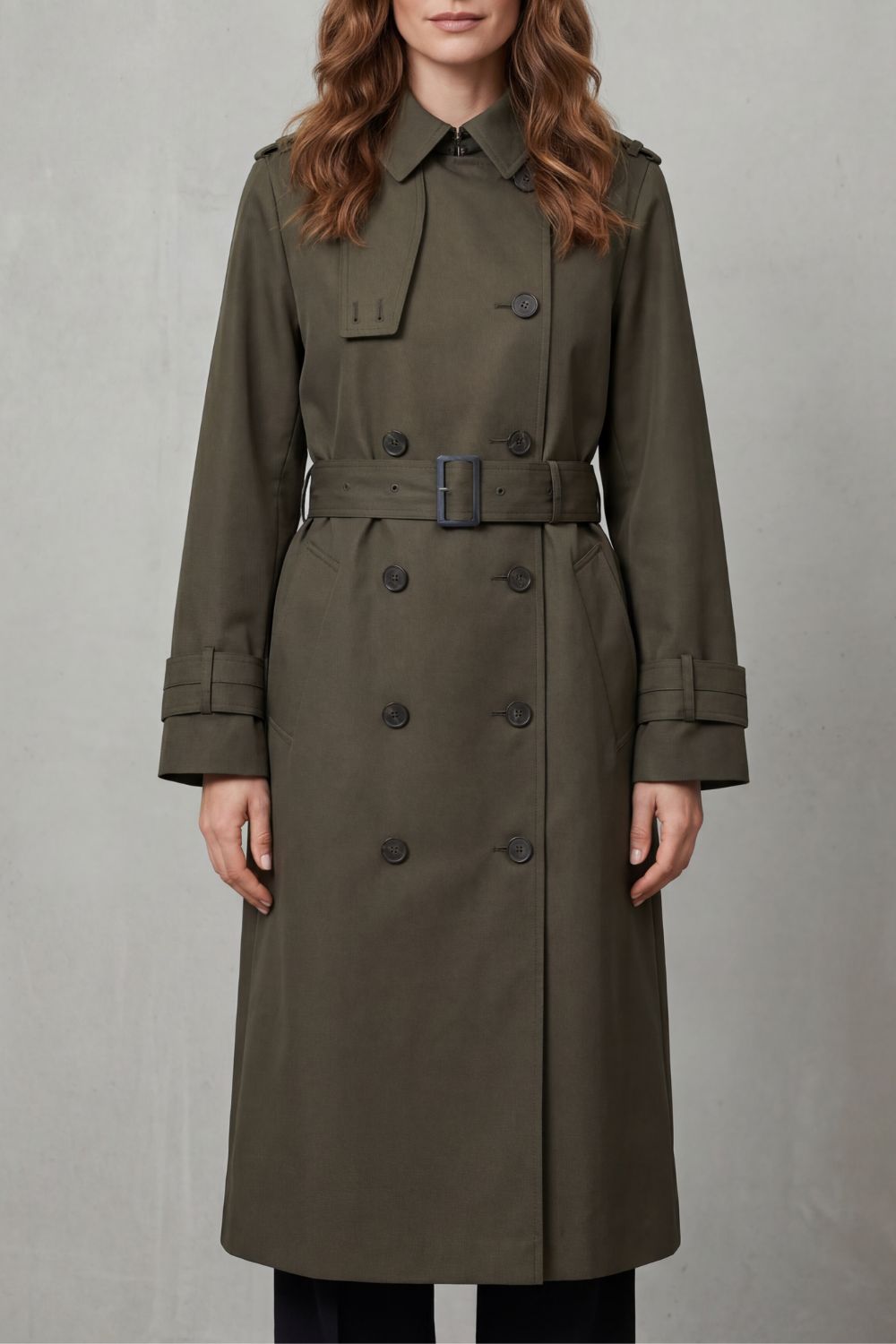 Women's Classic Double-Breasted Trench Coat in Neutral Tones