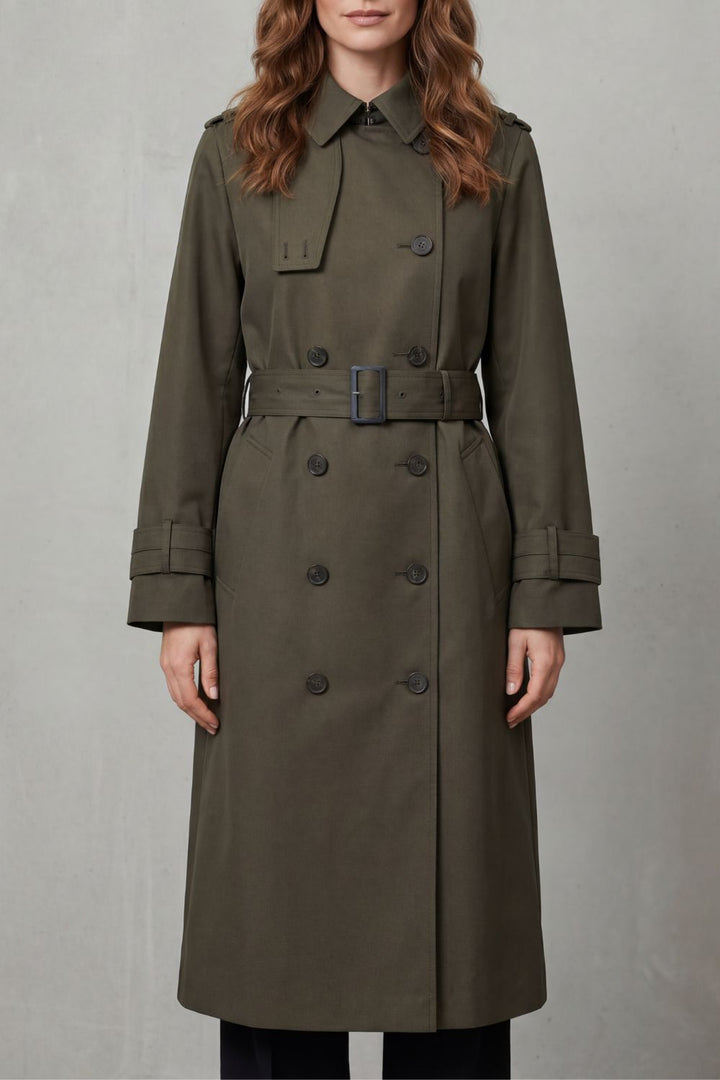 Women's Classic Double-Breasted Trench Coat in Neutral Tones